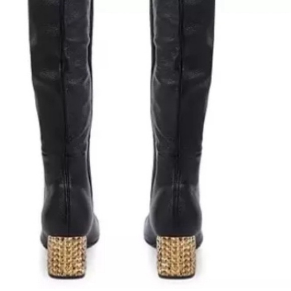 NWT Kurt Geiger Mayfair 55 Black Leather Over the Knee Rhinestone Heel Boot 36 6 - Picture 4 of 16